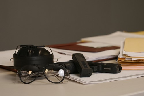 Firearms instructor's desk