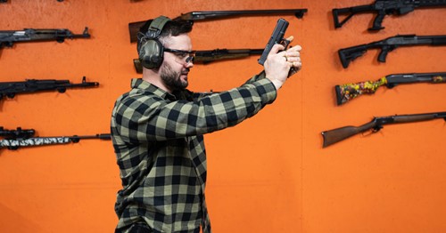 Man at a shooting class