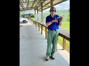 Gary demonstrating .22 caliber handgun