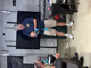 Dale demonstrating how to use SWAT-T tourniquet