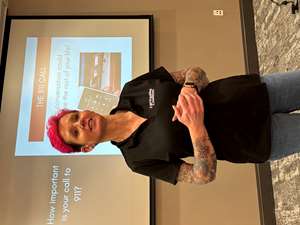 Angela teaching CWP. Pink hair for breast cancer!